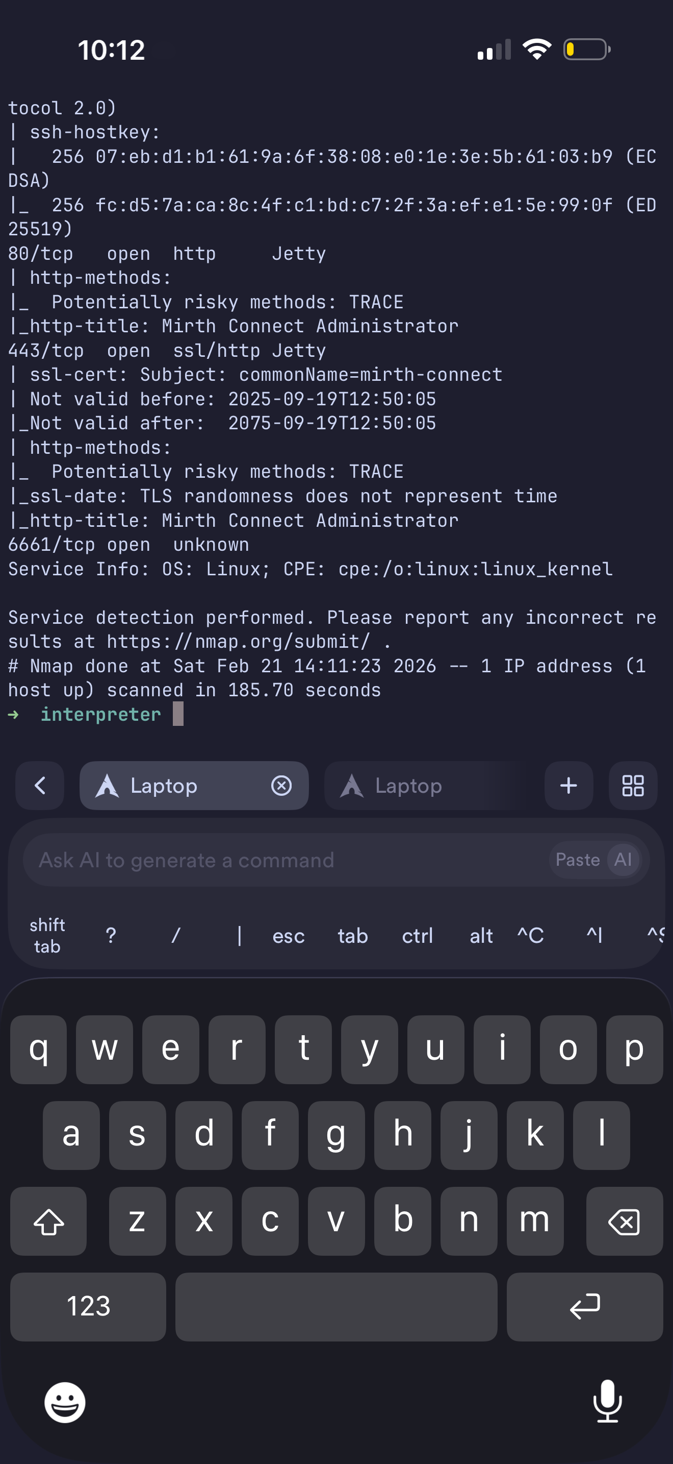 Running an Nmap scan from my phone on the stationary bike